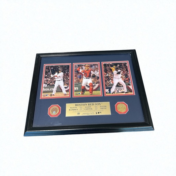 Framed Manny Ramirez, Jason Varitek, and David Ortiz Display With Infield Dirt - Picture 1 of 8